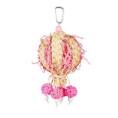 Bird Toys Foraging Shredder Hanging Toys Rope Perch with Bell Parakeet Toy Parrot Swing Climbing Standing Toys Bird Cage Accessories for Conure Cockatiel Budgies Lovebird, Pink, 1 Pack