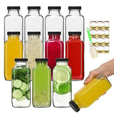 AuroTrends 12oz Glass Bottles with Lids 12-Pack for Juicing & Milk | 360ml Portable Glass Juice Bottles, Reusable & Leakproof, for Morning Juice, Office Coffee & Kombucha