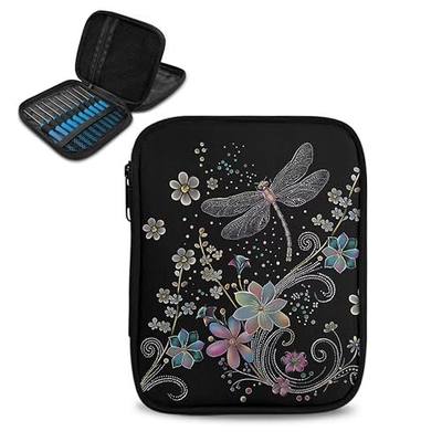 Kathyboom Dragonfly Organizer Case for Interchangeable Circular Knitting Needles, Crochet Hooks and Knitting Accessories, Keep All in Place and Easy to Carry