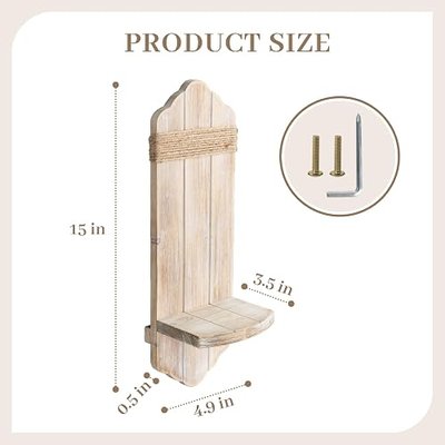 Wall Candle Sconces Set of Two, Rustic Washable White Wood Wall Candle Holder Decor, Farmhouse Wooden Candle Holder Decorations for Fireplace, Hallway, Living Room, Bedroom
