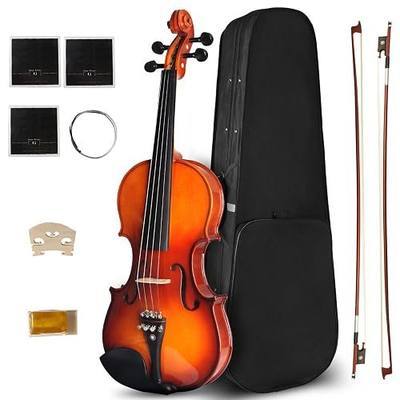 4/4 Violin For Beginners, CVN-300 Full Size Fiddle Set For Student Adults, Solidwood Ebony Fitted Starter Violins Kit with Hard Case, Bow, Stringed Musical Instruments