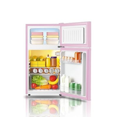Saeoola Mini Fridge with Freezer, 3.2 Cu.Ft, 2 Doors Compact Mini Refrigerator with Separate Freezer for Dorm, Bedroom, Office, Apartment with 7-Level Temperature Control, Removable Shelves (Pink)