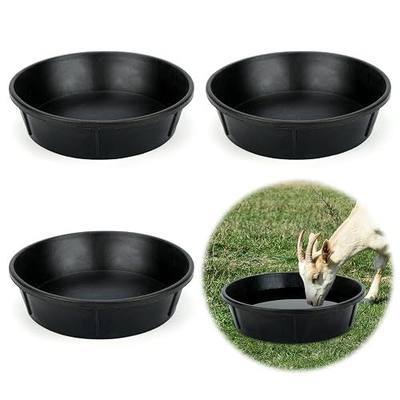 3 Pack Rubber Feed Pan, 3 Gallon Horse Feed Bucket, Rubber Bowl | 12 Quart / 3 Gallon Capacity, 43 cm Diameter, Feed or Water Use, Chicken Dust Bath, Stackable Storage, Pigs and Goats