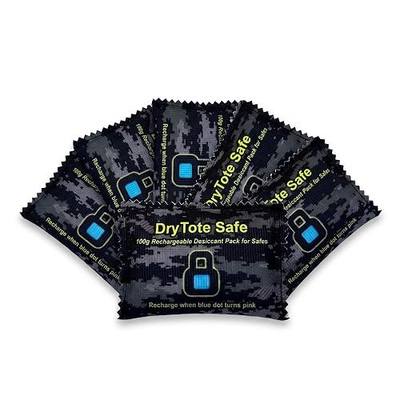 DryTote Gun Safe Dehumidifier, Rechargeable Silica Gel Desiccant Packs (5 x 100g), Color Indicating Moisture Absorber for Gun Safes, Ammo Cans, Cabinets & Valuables, Reusable, No Power Needed | Color-change moisture indicator, non-toxic beads, reusable for years, for ammo cans, cameras, optics, coin