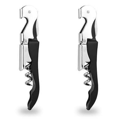 2 PCS Waiter Corkscrew Wine Opener,2.47 oz Heavy Duty Wine Keys | 70g (2.47 oz) Wine Bottle Opener,Stainless Steel Double Hinged Wine Key for Serves,Bartenders (Black)