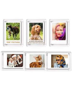 LIANHELILAI 4x6 Acrylic Magnetic Picture Frames Refrigerator, Clear Magnetic Fridge Photo Frame Compatible with Polaroid Camera Photos for Home/Kitchen Refrigerator/Locker/Cabinets/Wall, 6 Pack