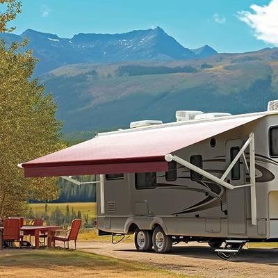 YESCAMP Motorized RV Awning Complete Kit Retractable Electric Camper Awning for RV,Trailers,5th Wheel,Toy Haulers,Motohome RV Trailer Awning for Camper or Home(20Ft,White Frame,Burgundy Fade