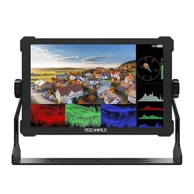 FEELWORLD T10 10.1" 500nit FHD Touch Aluminium Field DSLR Camera Monitor | 4K HDMI In Out, 3D LUT, HDR Waveform Focus Assist, for Profession Videographer Filmmaker Video Shooting, F970 External Kit