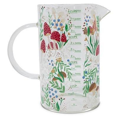 Steel Mill & Co. 1000mL Glass Measuring Cup for Liquid, Mushrooms | Glass Beaker Kitchen Tool, Cottagecore, Hippie, Fairycore Kitchen Aesthetic Home Decor and Accessory