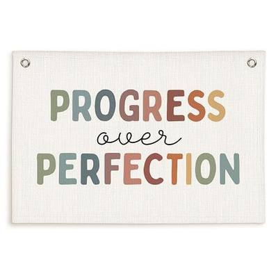 Lacama Boho Classroom Decor,Progress Over Perfection Flags Banner | Inspirational Office Decor,Positive Affirmation Playroom Kids Room Wall Decor Wall Hanging Banner Flag,30x20 in