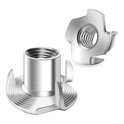 50Pcs 3/8"-16 T Nuts, 304 Stainless Steel T-nut, Four-jaw 3/8-16 Nut for Wood, 3/8 Nuts Home Hotel Outdoor Threaded Insertion, Polish Finish Hardware Nuts by Mywish