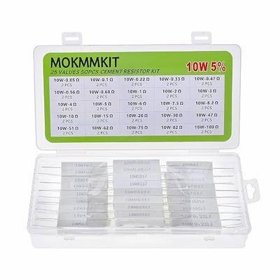 25 Values 10W Ceramic Cement Resistor Kit 0.05 Ohm - 100 Ohm | 50 Pieces,10 Watt Resistance,±5% Power Resistors