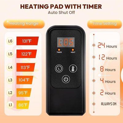 Pet Heating Pad for Dogs Cats with Timer and Soft Cover, 30x18in | Adjustable Temperature and Waterproof Pet Heated Mat, Electric Heating Pet Bed with Chew Resistant Cord and Washable Cover