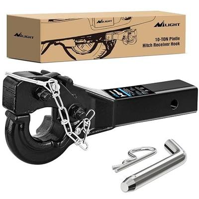 Nilight 10-TON Pintle Hitch for 2-Inch Receiver Hook Military Receiver 20000LBS,Fits 2-1/2 in Lunette Ring, Gloss Black Powder Coat