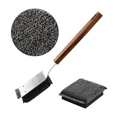 Bristle-Free Steam Grill Brush with 1 Replaceable Heads & Wood Handle - Heat-Resistant, Safe for All Grills (Cast Iron, Stainless Steel, Gas, Charcoal) - Cleaning Tool Grill Master Gift