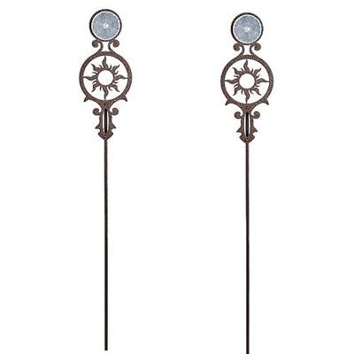 Touch of Class Pathways Reflective Driveway Marker Stake Set of Two for Outdoor Use | Radiating Sun Design | Personalized Tall Reflector Set of 2 | Weathered Bronze Durable Finish