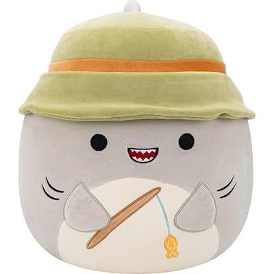 Squishmallows Original 12in Gordon the Grey Shark with Bucket Hat and Fishing Rod – Official Jazwares Plush (Medium-Sized)