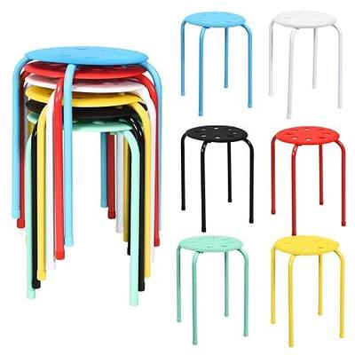 POWERSTONE Stackable Stools Set of 6, 17.5in Portable Stacking Bar Stool Colorful Classroom Stools with Iron Legs Round Nesting Chairs Flexible Seating for Home Office School