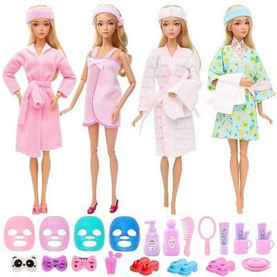27 Pcs Doll Sleeping Clothes Accessories Set for 11.5 Inch Girl Dolls | Including 4 Sets Bathrobes Towels Headband 12 Toiletries 8 Accessories 3 Slippers for 11.5" Girl Doll Storytelling Playset