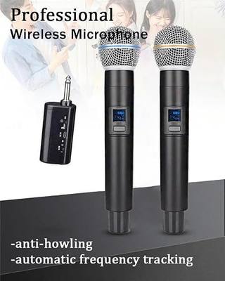 2.4G Wireless Microphone,Dual Microphones for Karaoke, Wireless Dynamic Microphone with Rechargeable Receiver,Plug and Play,Suitable for Speech, Wedding, Church, PA System (W58-2.4g)