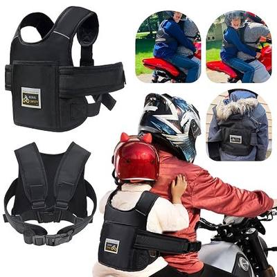 Child Motorcycle Safety Harness Reflective Strip, Reflective Child Motorcycle Harness Adjustable, Safety Harness For Kids & Toddlers Aged 3-12 Years - Black
