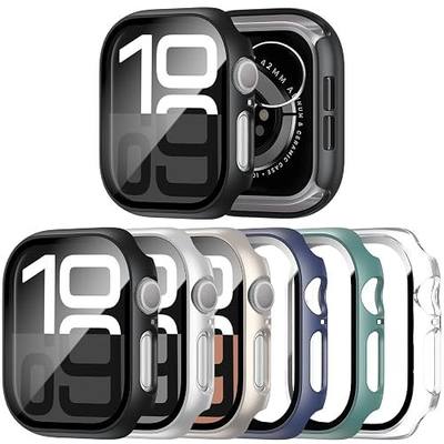 JERXUN 6 Pack Case with Tempered Glass Screen Protector for Apple Watch Series 11 Series 10 46mm, Ultra-Thin Scratch Resistant Full Protective Hard PC Bumper Cover for Apple Watch 46mm