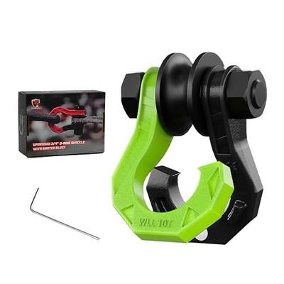 D Ring Separate Shackle with Snatch Block, 3/4" Easy Open Shackles w/Snatch Block Pulley, Heavy Duty Shackle for Towing Winch, Pulley for Off-Road Vehicle Recovery, Truck, ATV, UTV, Blackgreen