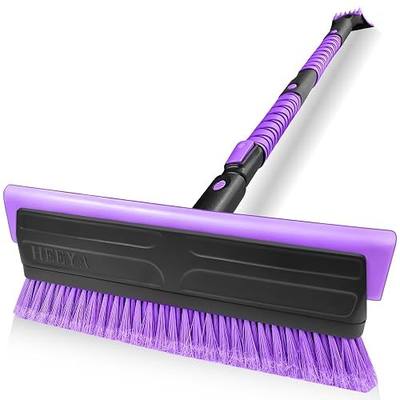 HEEYA 56 Inch Truck Snow Brush and Ice Scraper with Long Handle, Heavy Duty Snow Broom with Foam Grip for Pushing Heavy Snow for SUV Car Automobile Vehicle Windshield Window - Purple | Long Handle, Foam Grip, Quick Snow Removal, Car Scraper Snow Brush for SUV, Car, Vehicle Windshield Window (Purple)