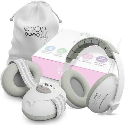 2-in-1 Baby Ear Muffs Noise Protection - Baby Headphones for Noise & Plane Travel - 2 Headbands - Toddler Ear Protection for Infant & Toddler Travel Essential, Age 1-36 Months