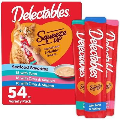 Delectables Squeeze Up Seafood Variety Pack, Creamy Squeezable Puree, Lickable Wet Cat Treats, Grain Free, No Added Fillers, No by-Products, No Added Preservatives, 0.5 Ounces Tube, 54 Tubes Total