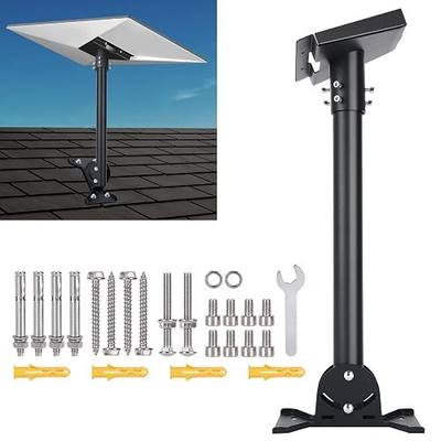 Starlink Gen 3 Mount Kit, Starlink Gen 3 Pole Mount for Wall, Starlink Pipe Adapter Compatible with Gen 3 Starlink, Adjustable Starlink Heavy Duty Pivot Roof Mount, Black