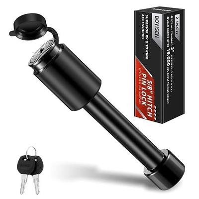 BOYISEN Trailer Hitch Pin Lock, 5/8" for Class III/IV/V 2" Receiver | Weatherproof Cap and 2 Keys, One-Piece Forged Steel, Easy to Install, for Bike Rack & Ball Mount