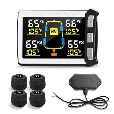 Masoll RV/Trailer Tire Pressure Monitoring System, Tire Pressure Monitor with Color LCD Display, TPMS with 4 Sensors for Travel Trailer/5th Wheel/Camper, 0-87PSI with 120ft Transmission Distance
