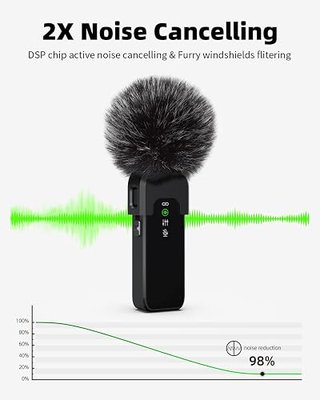 Rythflo Wireless Lavalier Microphone for iPhone 17/16/15 & Android, USB-C | 18H Battery Life, Noise Cancellation, 100ft Transmission Range, USB-C Wireless Lapel Microphone for Video Recording, Vlogging