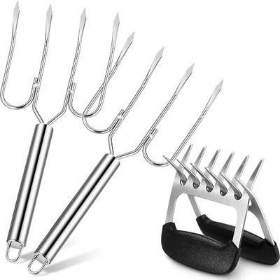 Sieral 4 Pcs Turkey Lifter Forks Meat Shredder Claws Fork Stainless Steel Turkey Fork Set Roaster Forks Meat Shredder Claws for Shredding Pulled Pork Roasted for Thanksgiving