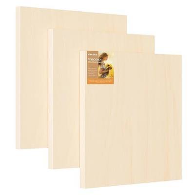 Wood Panels for DIY Painting - Christmas Crafts & Home Décor | 12x12 Inch Canvas Wood Boards, Unfinished Wooden Canvas for Adults (3-Pack)
