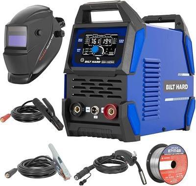 BILT HARD 135A 3-in-1 IGBT Inverter Welder, 110V Flux Core MIG/Lift TIG/Stick Welding Machine with Synergic Control, LED Display, 2T/4T/SPOT Modes & Full Kit (Solar Helmet)