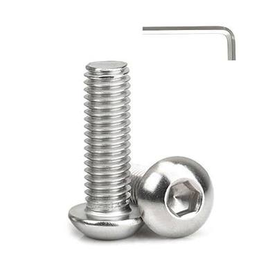 #10-24 x 3/4" (50 Pcs) Button Head Hex Socket Cap Screws Bolts, 304 Stainless Steel 18-8, Hex Drive, Bright Finish, Fully Machine Thread