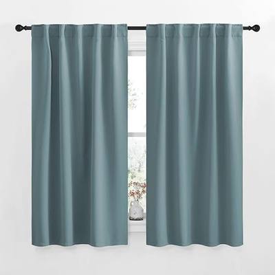 NICETOWN Window Treatment Curtains Room Darkening Drapes - (Greyish Blue Color) 34 Width X 48 Drop Each Panel, 2 Panels Set, Curtains and Draperies for Kitchen