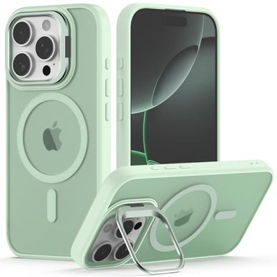 Nvollnoe for iPhone 16 Pro Max Case Compatible with MagSafe,Military Grade Shockproof Heavy Duty Protective Adjustable Kickstand Matte Semi Clear Phone Case for iPhone 16 Pro Max(Pink)