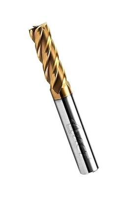 ACCUCUT A4KES 2mm Carbide Square End Mill- 4 Flute Milling Bit for Steel, Die or Hardened Steel, Cast Iron, Copper, Alloys & Materials 50 < HRC < 60 - TiSiN Coating CNC Router Bit, 35 Degree Helix