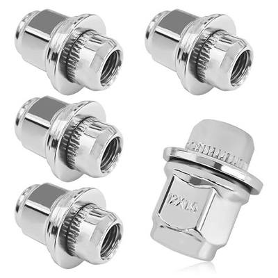 5PCS M12x1.5 Chrome Lug Nuts, Chrome Closed End Mag Style Lug Nuts with Washer Replaces OEM#90084-94001, Lug Nut Lock Set Compatible with Toyota Corolla Camry Tacoma Lexus