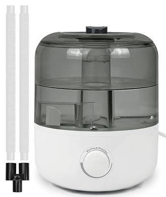 Reptile Fogger Humidifier Mister for Reptile Tank, 2.5L Top-Fill Terrarium Humidifier with Hose for Snake, Tortoise, Chameleon & Ball Python, Single/Dual White Hose, White Base, Translucent Black Tank