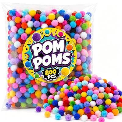 RAINFLOW 800pcs Pom Poms for Crafts - 1/2 in Small Decorative Pompoms Bulk | Craft Pompom Balls for Valentine's Day, Easter, Halloween, Christmas Decoration, Colorful Puff Balls for Birthday, Weddings