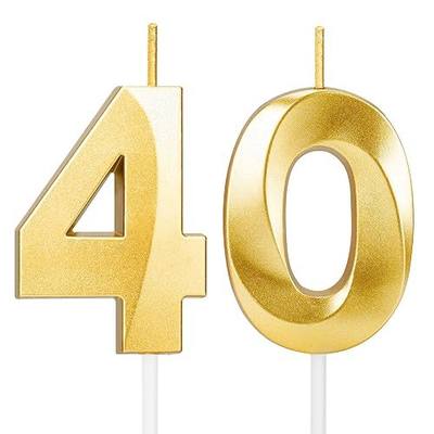 ROYOROYI 40th Birthday Decorations, Gold Number 40 Candles for Cake | Number 40 cake topper for happy 40th birthday parties, milestone photos and celebrations for women and men