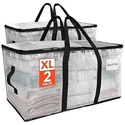 Reli. Moving Bags Heavy Duty (2 Pack) | Extra Large Totes for Storage & Packing | Small Space & Dorm Room Essentials | Packing Bags with Handles & Zippers | Alternative to Moving Boxes (Clear)