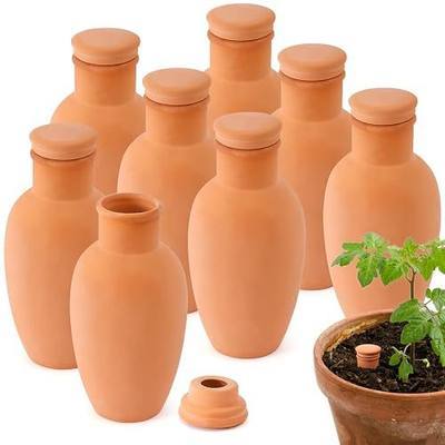 Ollas 8pcs 3.1 * 6inch Watring Can Pot Terracotta Self Watering Planter Insert Vacation Plant Care Olla Watering Terra Cotta Clay Irrigation Globes