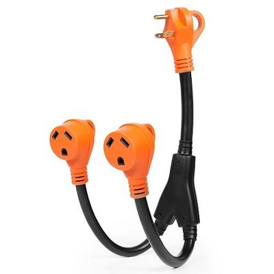 MILLIONHOME RV Y Adapter Cord 30 Amp to Two 30 Amp RV Adapter, Y Splitter RV Electrical Adapter for Camper with Indicator Light & Disconnect Handle