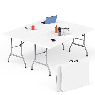 Folding Table 2 Pcs,6 ft Portable Camping Table with Handle & Safety Locks | Foldable Dining Picnic Table, Heavy Duty HDPE Plastic, Indoor Outdoor Use, for Picnic and Party