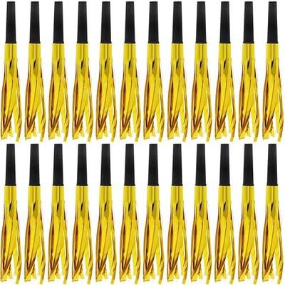Lovecheer 24/60PCS Fringed Foil Party Noisemakers Metallic Fringed Party Blowers for Adults Birthday Wedding New Year Christmas Blowouts